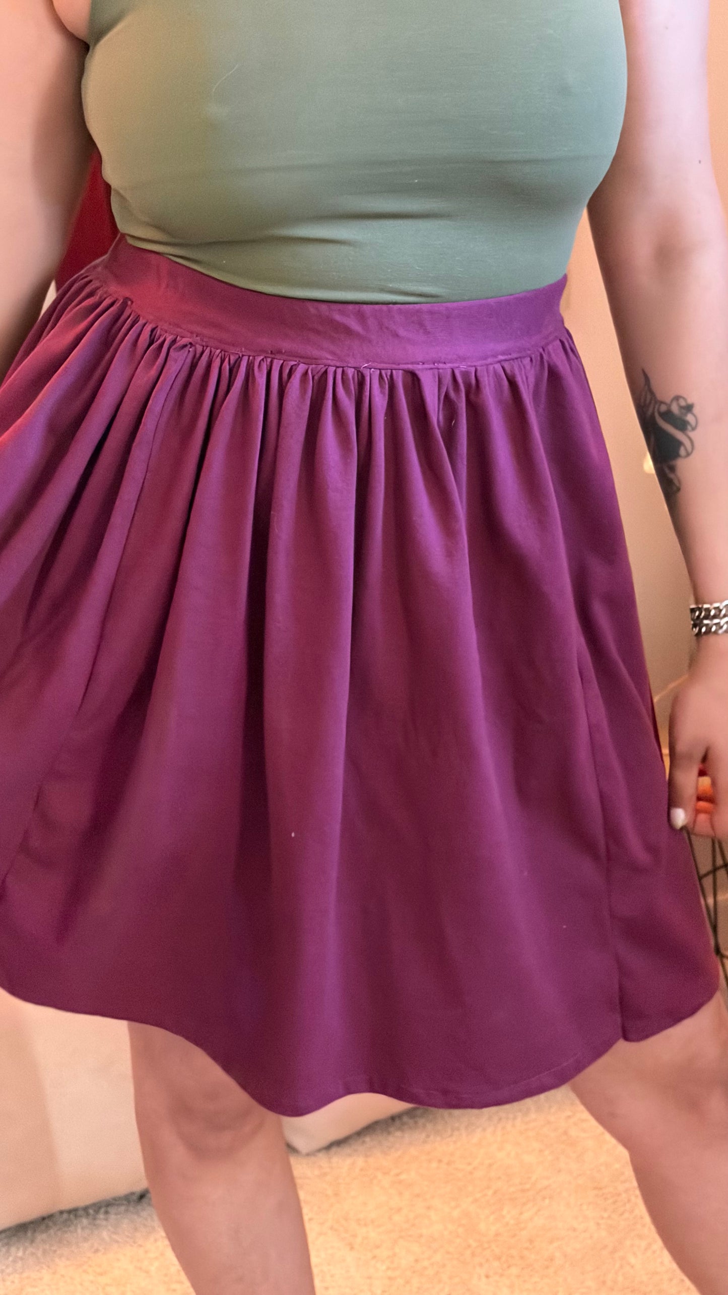 Jupe bordeaux mi-longue