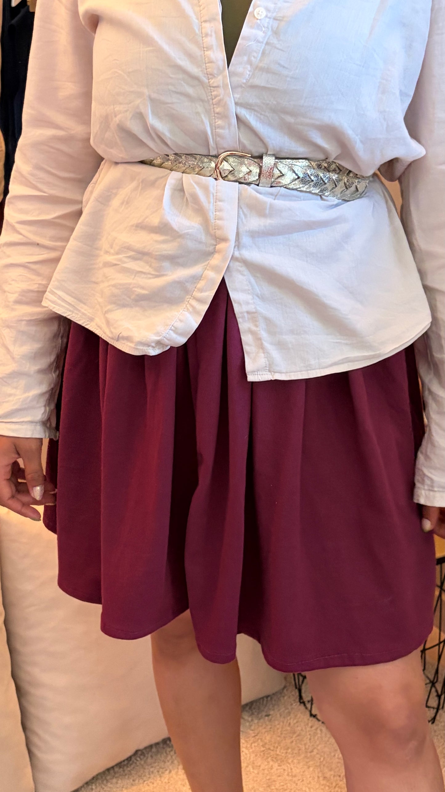 Jupe bordeaux mi-longue