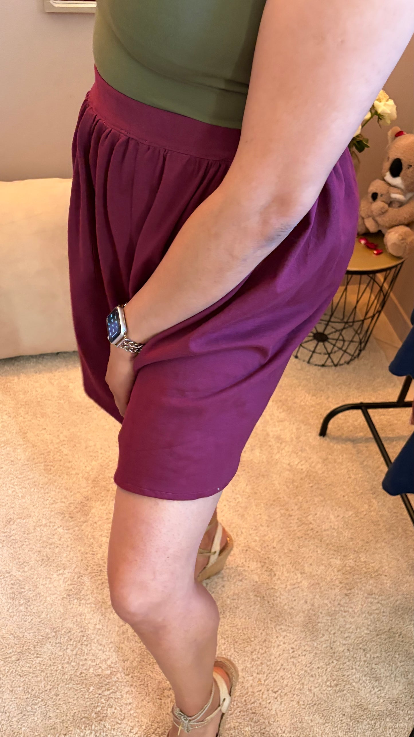 Jupe bordeaux mi-longue